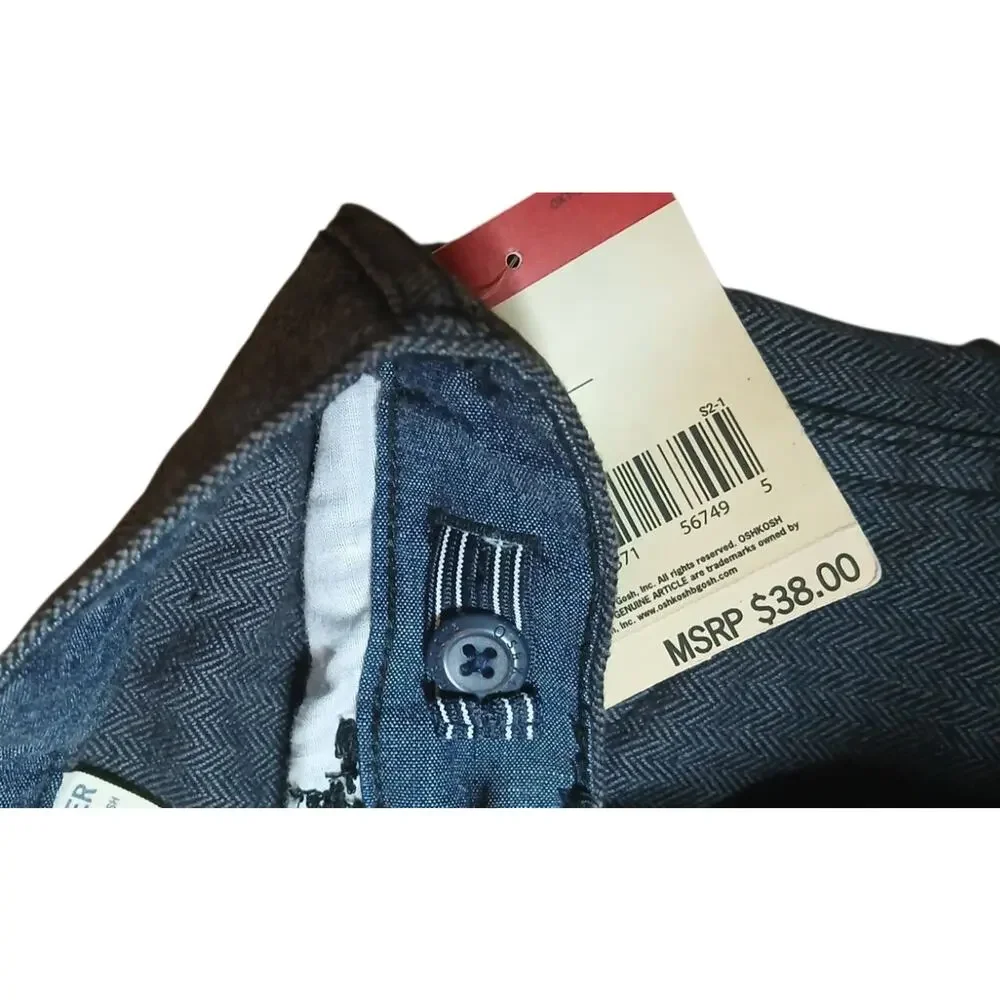Oshkosh Boys Pants 4T Toddler E-Z Adjust Waist Cargo Dark Blue 100% Cotton NWT‎